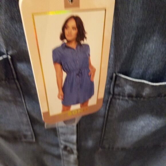 Cisono Los Angles Women's Blue Chambray Button up Shirt Dress Size Large - Picture 3 of 10